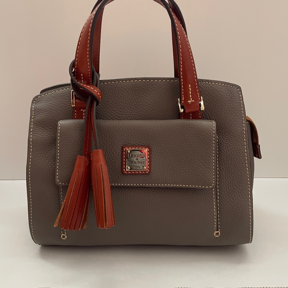 Dooney & Bourke Taupe and Tan Leather Satchel